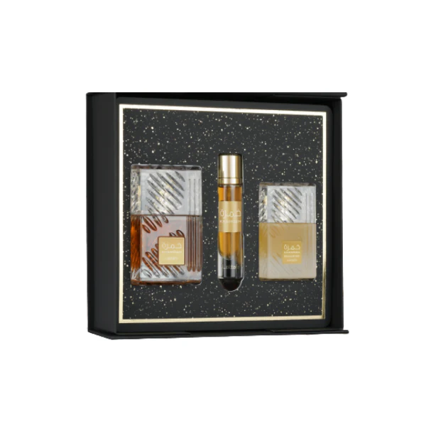 Lattafa Khamrah 3-Piece Sweet Vanilla Amber Perfume Gift Set for Men & Women